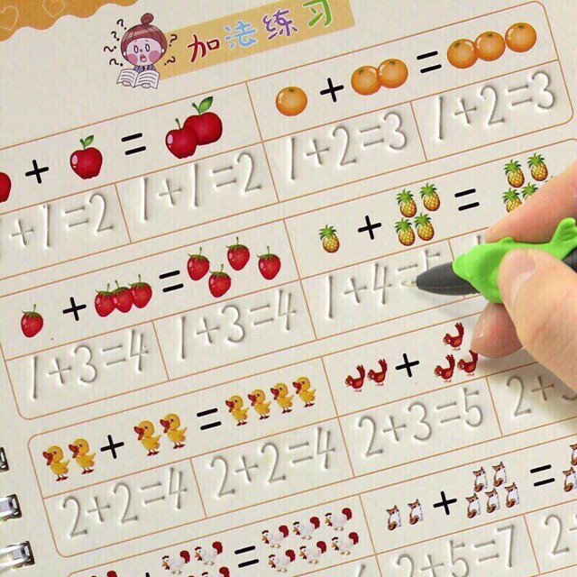 Combo 3 vở tập viết chữ, số, vẽ kèm bút tặng 9 ngòi và cán cầm bút