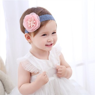 Băng đô hoa phối ren dễ thương phong cách Hàn Quốc cho bé gái