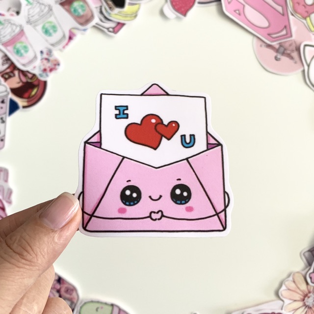 Sticker HỒNG NHẠT - PINK PASTEL Dễ thương Chống Nước Trang Trí Va li, Xe, Laptop, Nón Bảo Hiểm