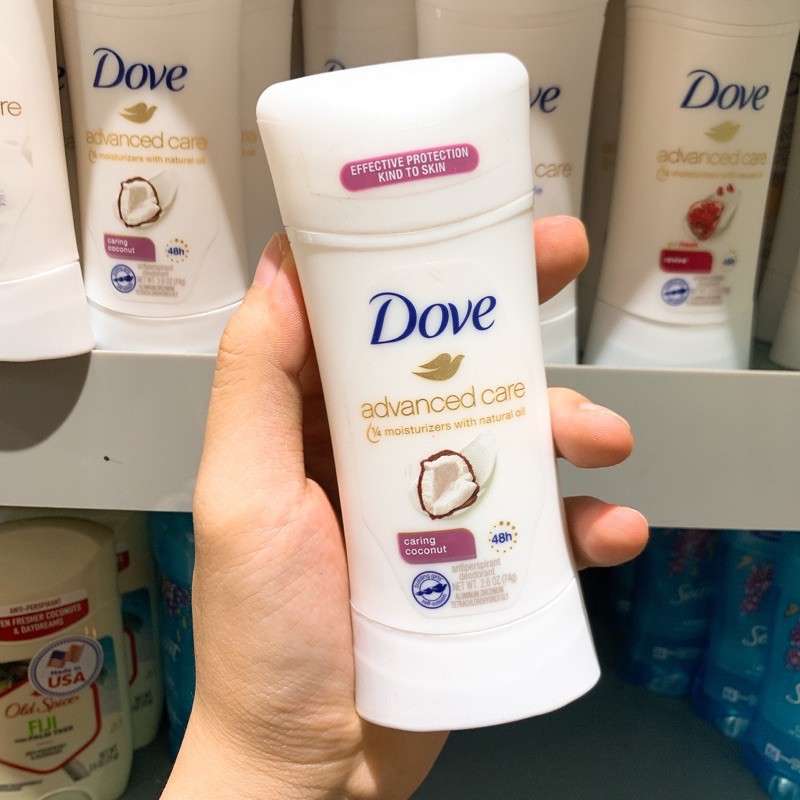 Lăn khử mùi Dove Advanced Care / Caring Coconut / Hương Dừa ( 74g )