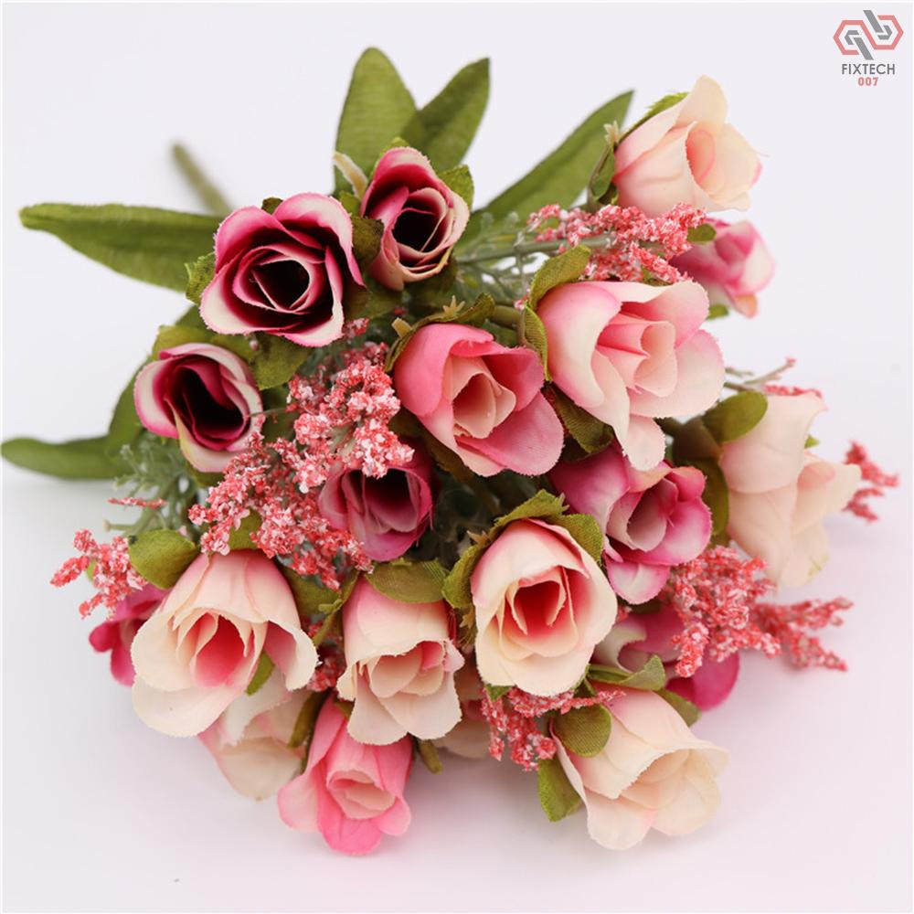 20 Heads 1Pc Artificial Rose Flower Bouquet Home Decor Wedding Mini Rose Silk Flower Romantic Wedding Party Supplies