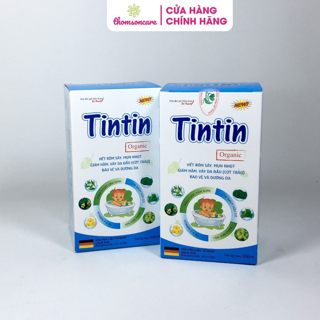 Sữa tắm gội thảo dược TinTin dùng được cho trẻ dưới 1 tuổi - Giúp hết rôm sẩy, mẩm ngứa, chai có vòi