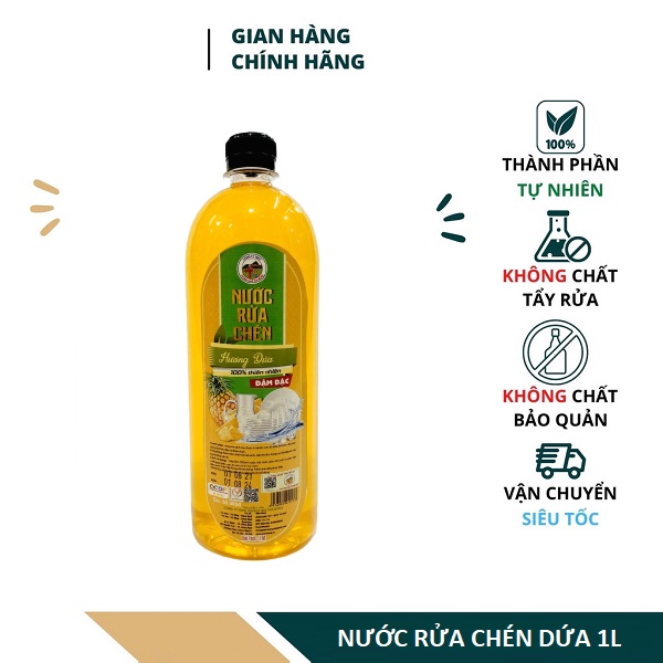 Rửa Chén Dứa Hữu Cơ 1000ml Hương Quế Trà Bồng