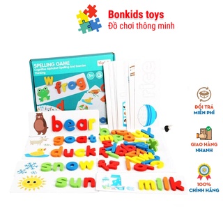 Thẻ học tiếng anh Spelling game đồ chơi gỗ Bonkids toys