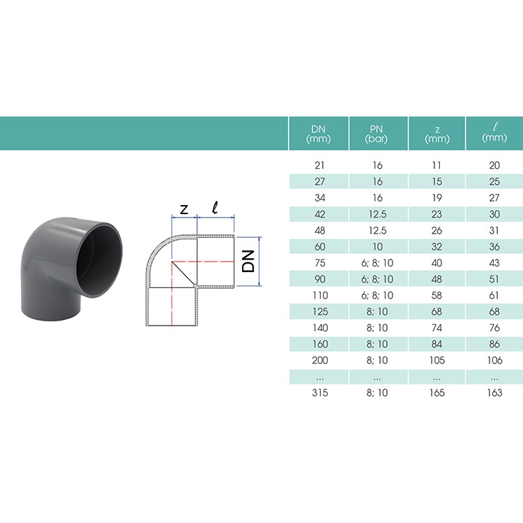 GÓC 48 / CÚT GÓC 48 / CO/ NỐI GÓC 90° SIZE 48MM -PVC NHỰA TIỀN PHONG PN10