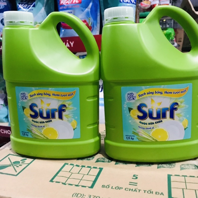 Nước rửa chén Surf hương chanh sả dịu nhẹ can 1,5kg