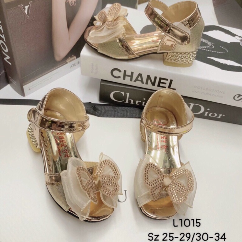 [Cực Chất] Sandal gót cao NƠ BƯỚM Kín Gót chân CHO BÉ GÁI SIZE 25-34