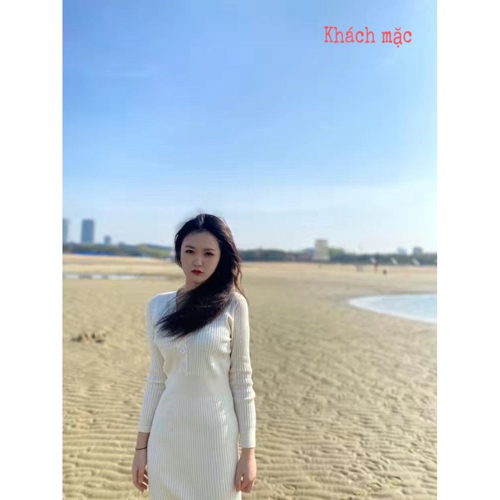 Váy Đầm Len Dài Tôn Dáng Chất Len Mềm Mại