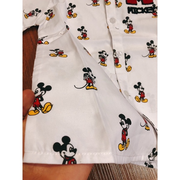 Áo sơ mi mickey cộc tay bé trai