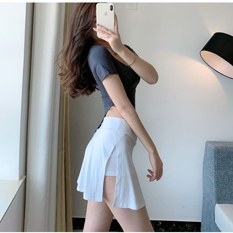 [Llinin] Chân Váy Ngắn Thể Thao Lưng Cao Tôn Dáng Phong Cách Âu Mỹ Mới