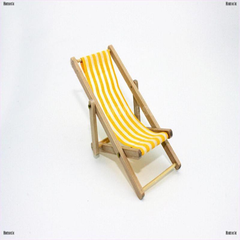 [HoMSI] 1:12 Scale Foldable Wooden Deckchair Lounge Beach Chair For Dolls House Wholesale SUU