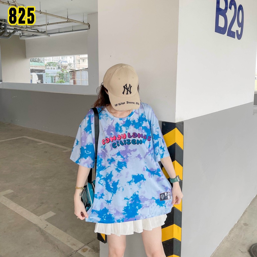 Áo thun tay ngắn unisex, áo phông tay lỡ nam nữ, thun lạnh màu loang, 100% cotton, free size 40-75kg - yumi47store-825 | BigBuy360 - bigbuy360.vn