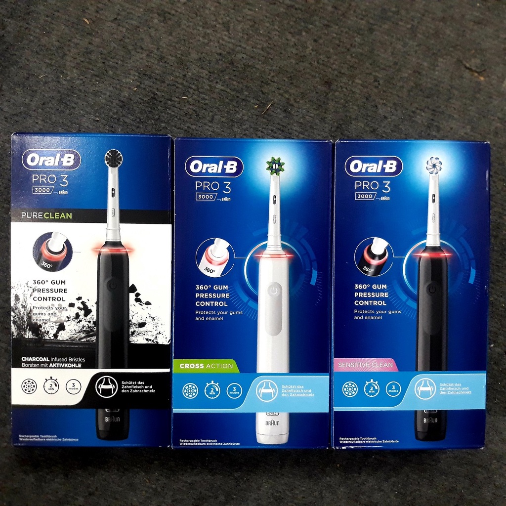 Bàn Chải Điện Oral B Pro 3 3000 Pure Clean/Sensitive/Cross Action Hàng Đức