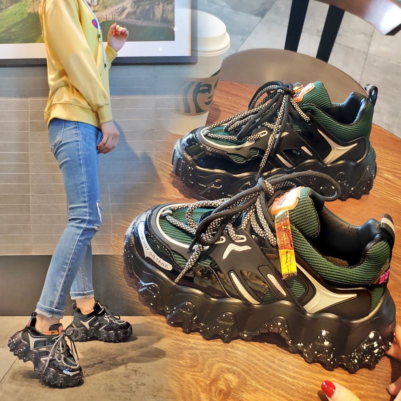 Giày Thể Thao Da Bóng Đế Dày Tăng Chiều Cao