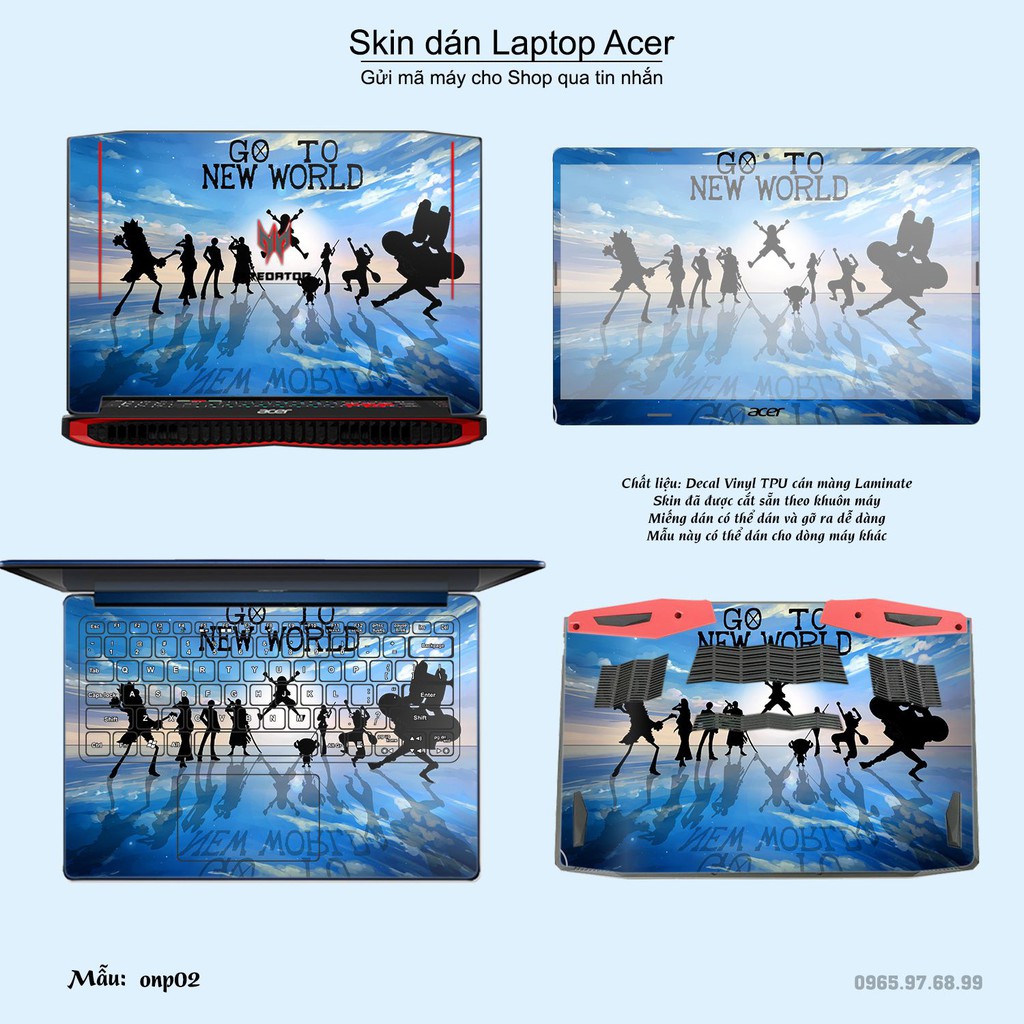 Skin dán Laptop Acer in hình One Piece (inbox mã máy cho Shop)