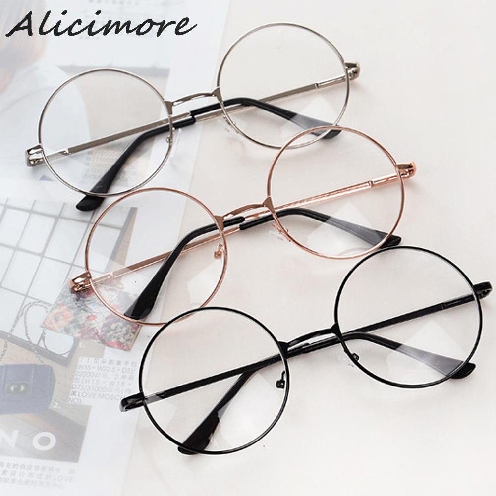 Alicimore Unisex Vintage Round Reading Glasses Metal Frame Eyeglass Clear Lens Eye Glasses