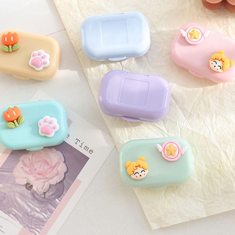 Hộp Đựng Kính Áp Tròng Kèm Gương Hình Chữ Nhật Họa Tiết Hoạt Hình Thủy Thủ Mặt Trăng Phong Cách Hàn Quốc