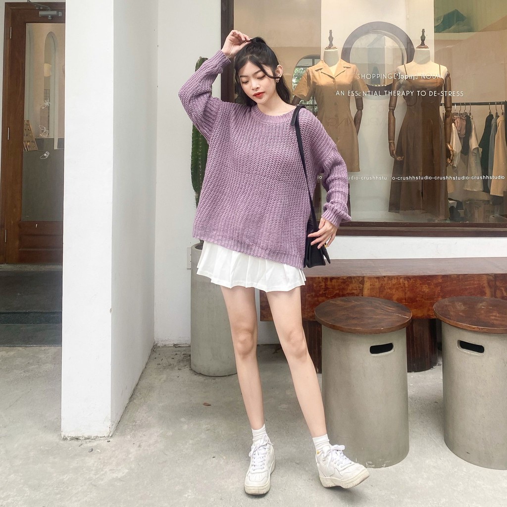 ÁO LEN BASIC TAY DÀI ZAREEN LEN23 TÍM | BigBuy360 - bigbuy360.vn