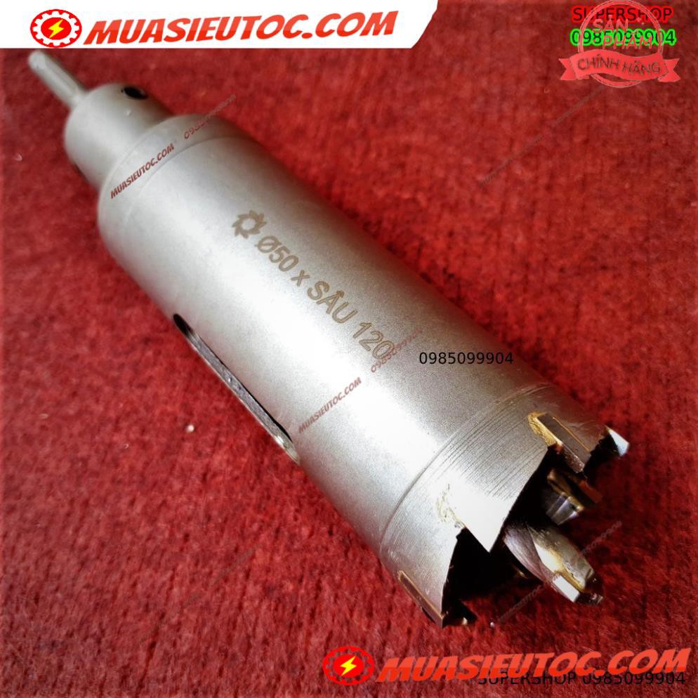 Mũi khoan rút lõi khoét tường gạch sâu Phi 50 x 120 mm không khoan bê tông, không khoan chế búa