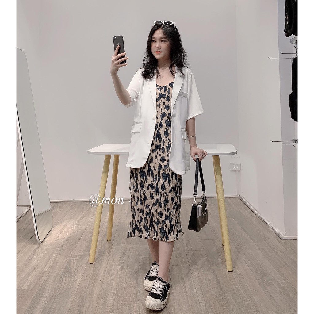 2101486 Áo blazer ngắn tay cho nữ ulzzang phong cách hàn quốc freesize chất voan cát mềm mát | BigBuy360 - bigbuy360.vn