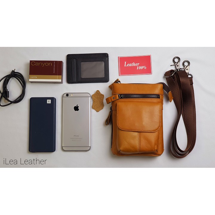 Túi chéo mini kết hợp đeo hông da bò thật TD103VB (Vàng bò) [Freeship] - 100% da bò thật, BH3 năm | BigBuy360 - bigbuy360.vn