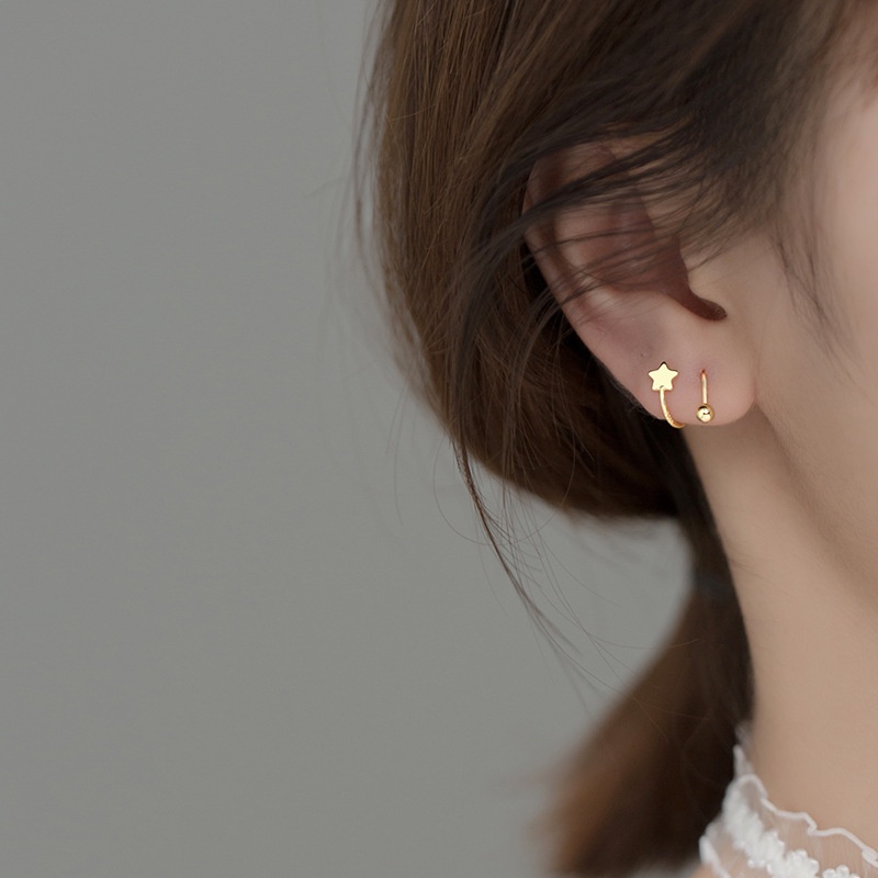 1 Đôi Bông Tai Dạng Xoắn Ốc / Trái Tim / Ngôi Sao Đơn Giản Cho Nữ