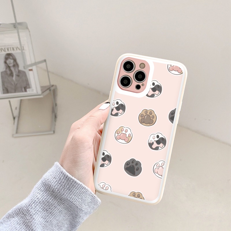 Ốp iphone - Ốp lưng iphone cạnh vuông viền camera bàn chân mèo dành cho ip 6 đến 14promax - ng108