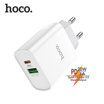 Củ sạc nhanh PD 20W Hoco C80/C80A 2 cổng ( USB + Type-C ) 3A, Quick charger 3.0, tương thích với nhiêu thiết bị