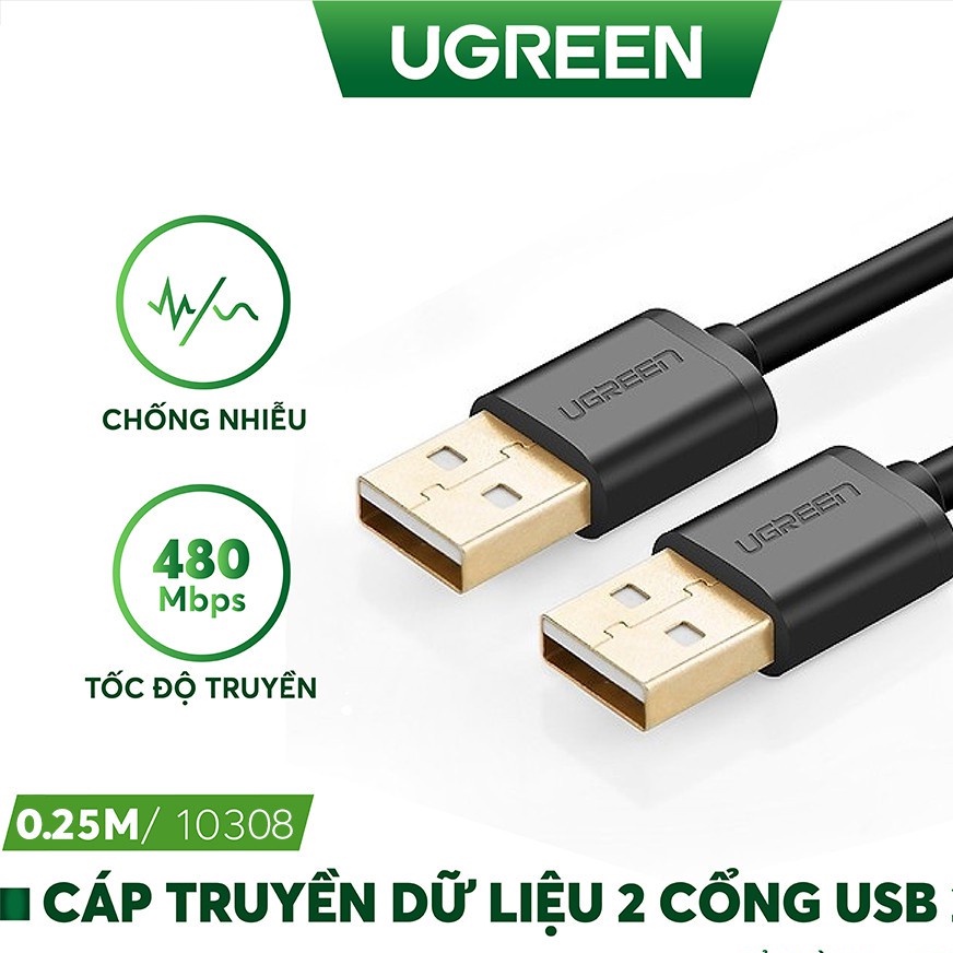 Cáp USB 2.0 hai đầu đực 0.5M Ugreen 10308