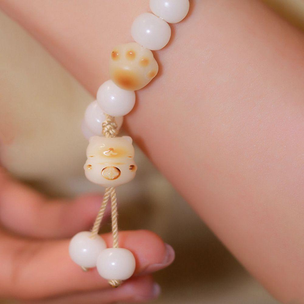 Vòng Tay Chuỗi Hạt Thủy Tinh Hình Chân Mèo Dễ Thương Cho Nữ