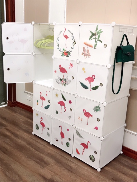 Tủ nhựa ghép 12 ô đa năng Size to, sâu 47cm tặng 2 treo quần áo. Inbox chọn mẫu yêu thích