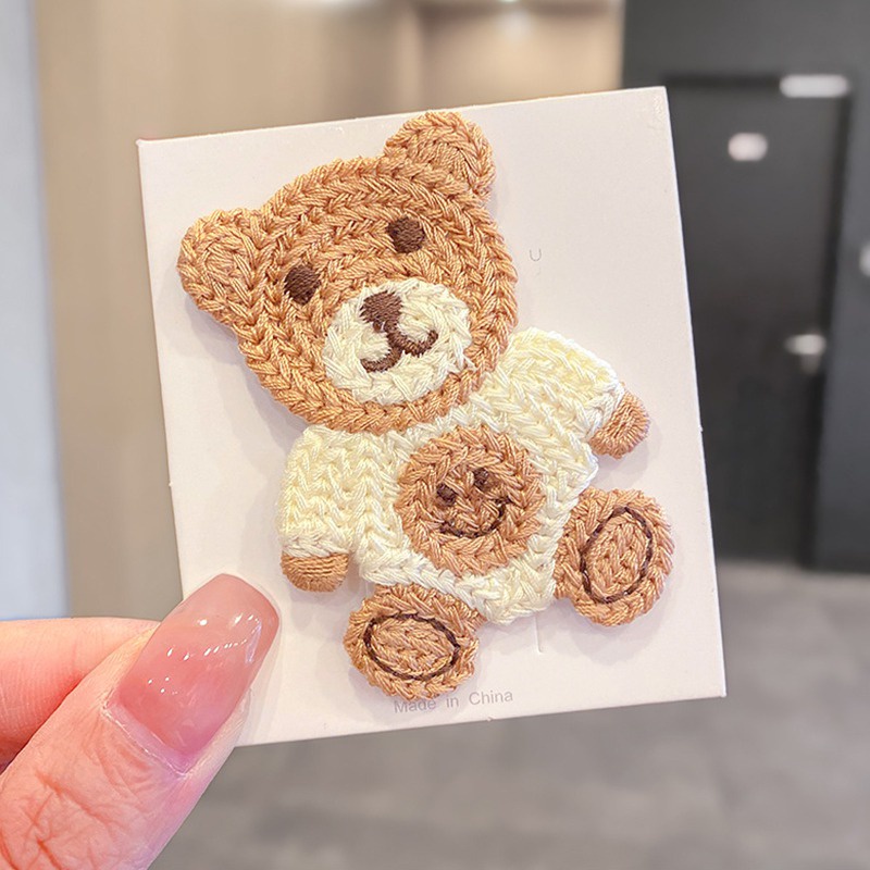 Kẹp Tóc Dệt Kim Họa Tiết Hoạt Hình Phong Cách Hàn Quốc Cho Bé Gái