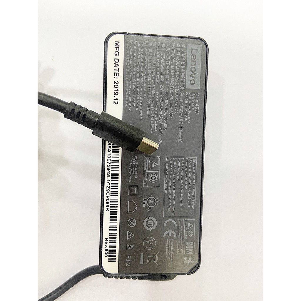 SAC LENOVO 45W TYPE C 20V- 2.25A, 15V-3A, 9V-2A, 5V-2A