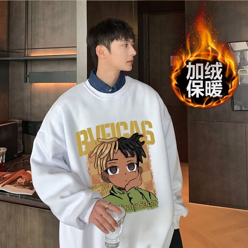 Áo Sweatshirt Lót Lông Cừu Dày Dáng Rộng Hợp Thời Trang Dễ Phối Đồ Cho Học Sinh Nam Và Nữ