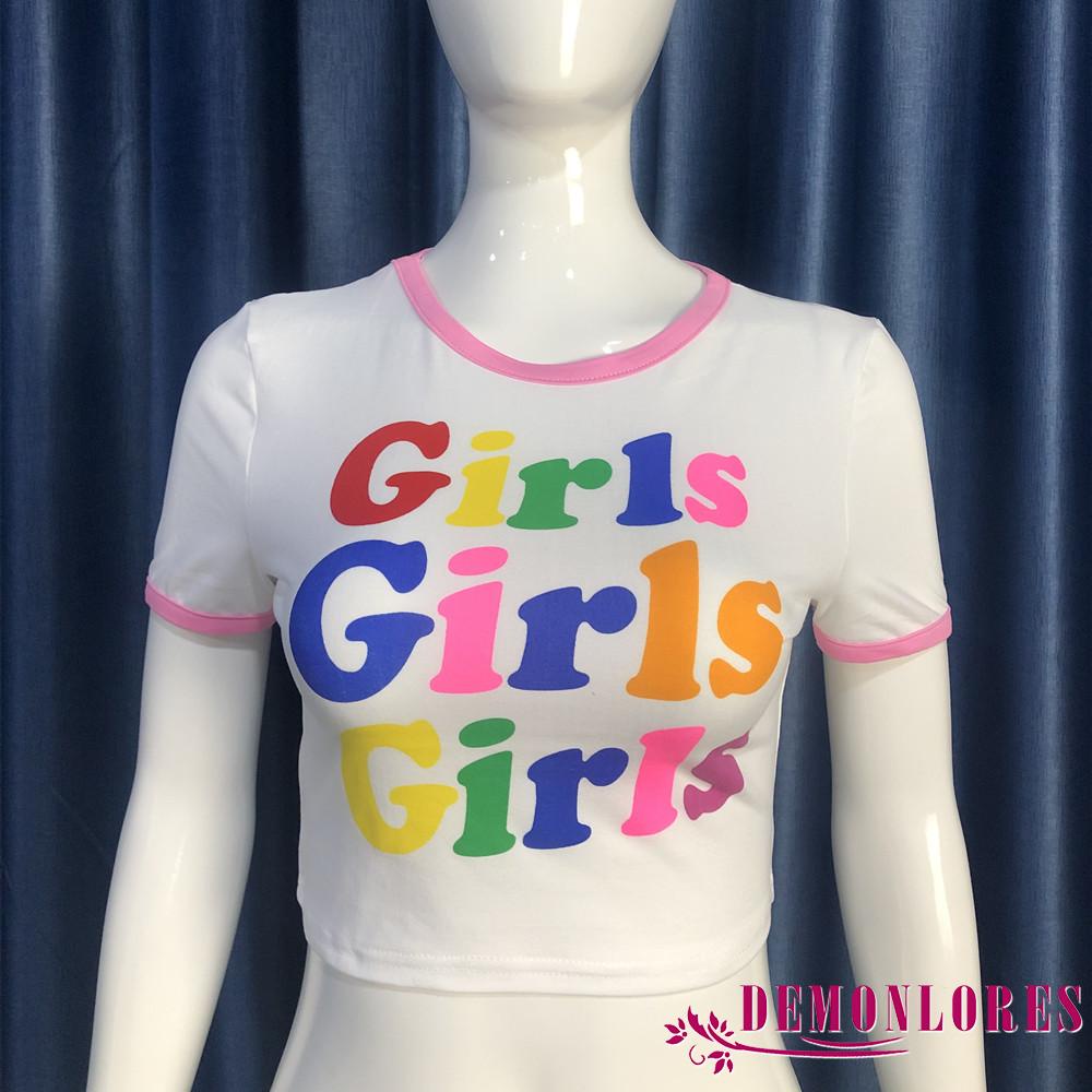 Áo Thun Tay Ngắn Cổ Tròn Phối Màu Thời Trang Cho Nữ