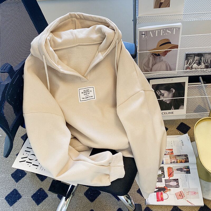 Áo hoodie ZHELIHANGFEI tay dài theo phong cách Preppy ngọt ngào dễ phối đồ