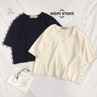Áo croptop tay ngắn phối dây kéo yk form rộng ulzzang