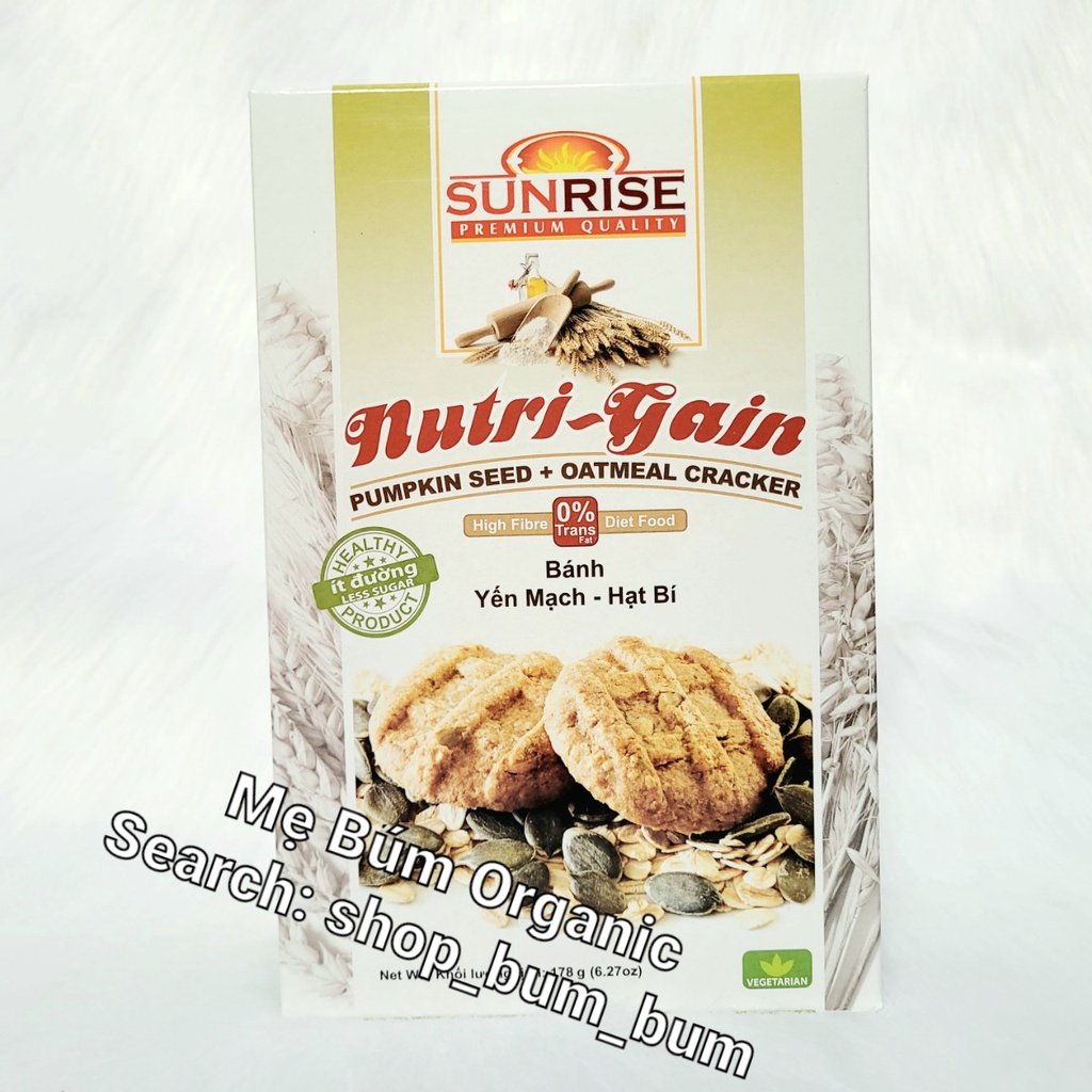 [ HCM Giao Hỏa Tốc] Bánh Yến Mạch - Hạt Bí Nutri Gain, Dành Cho Người Ăn Kiêng, Tiểu Đường Hộp 178g ( 16 bánh)