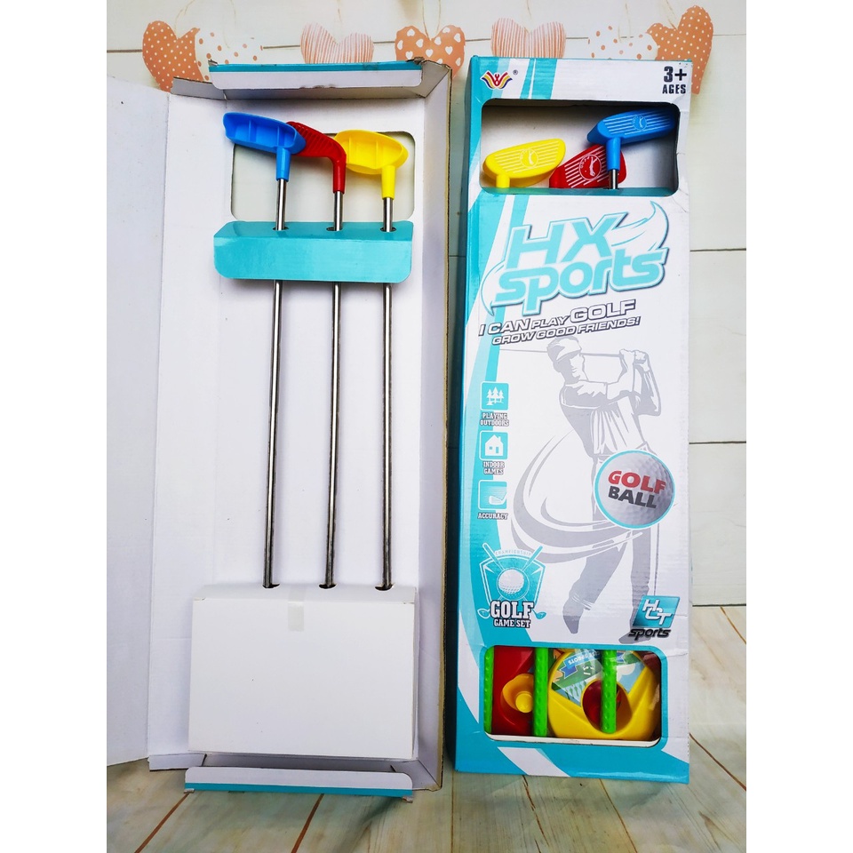 Bộ Chơi Golf Size Lớn Cán Gậy Bằng Inox Cho Bé