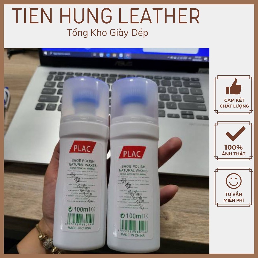 Chai tẩy trắng giày, vệ sinh giày dép/ túi xách/ ghế da siêu sạch PLAC có đầu bàn chải tiện lợi