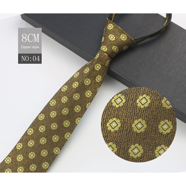 Cà Vạt Họa Tiết Màu Nâu 1200-Needle Jacquard Có Khóa Kéo Chuyên Dụng Làm Đạo Cụ Chụp Ảnh Cho Nam