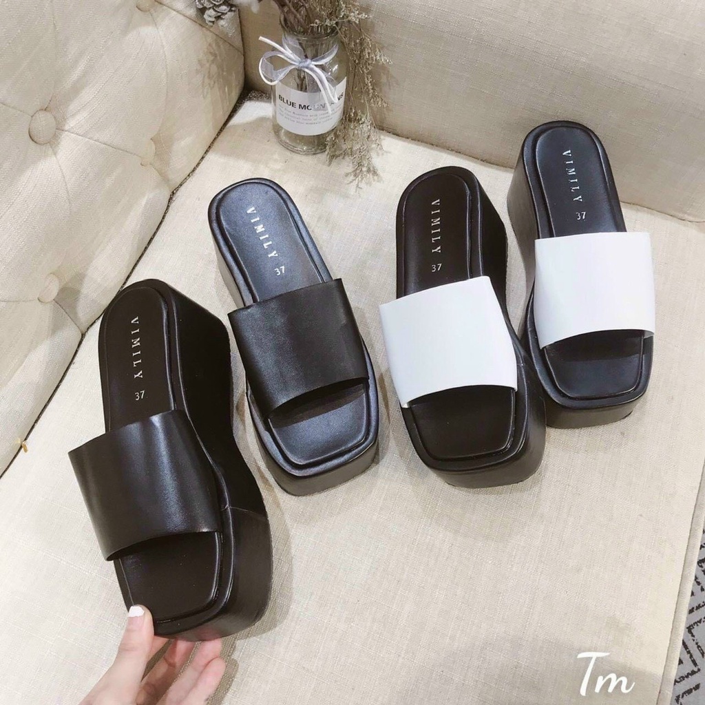 Dép xuồng bản ngang da mềm cao 4 cm cực xinh mã G8