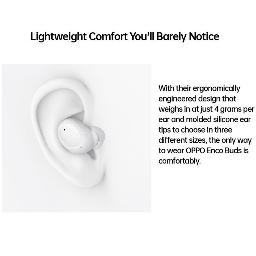 OPPO ENCO Buds In-Ear Wireless Earbuds Bluetooth 5.2 Sports Wireless Earphones