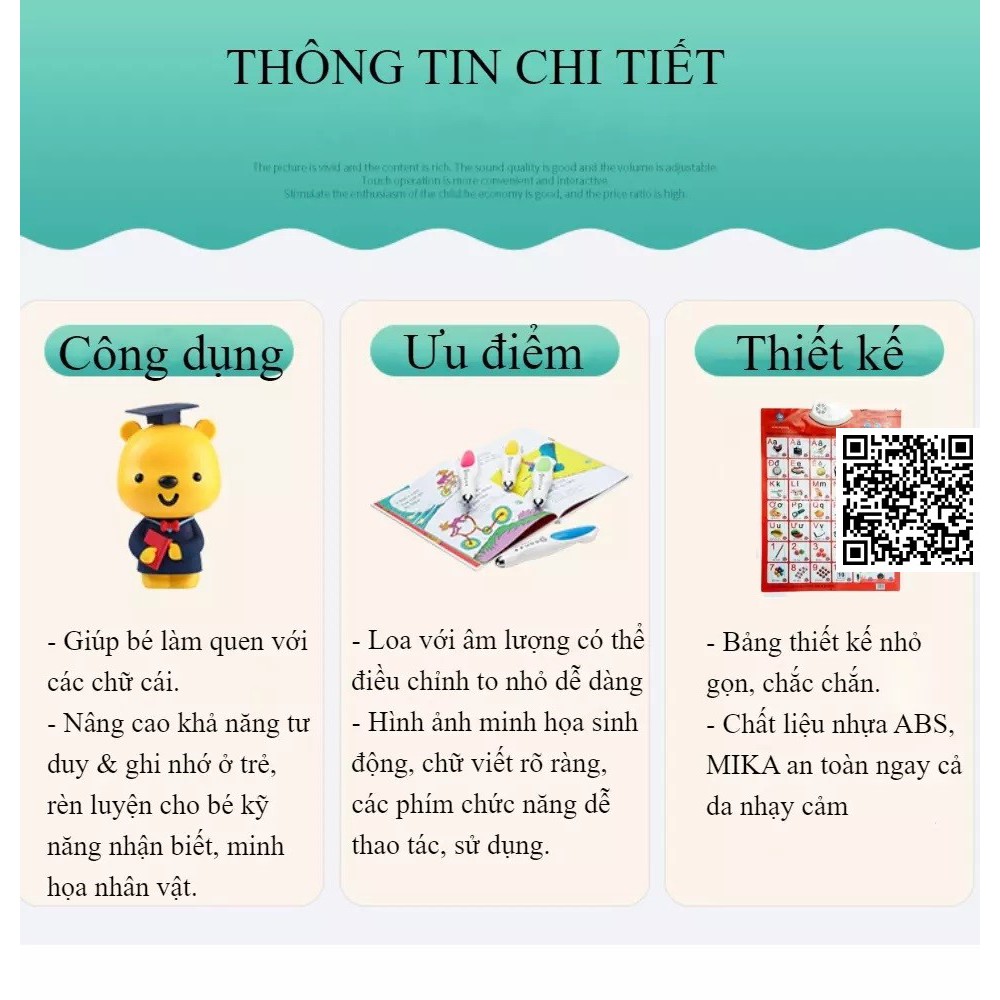 1297 Bảng chữ cái và chữ số tiếng Việt điện tử nói treo tường cho bé