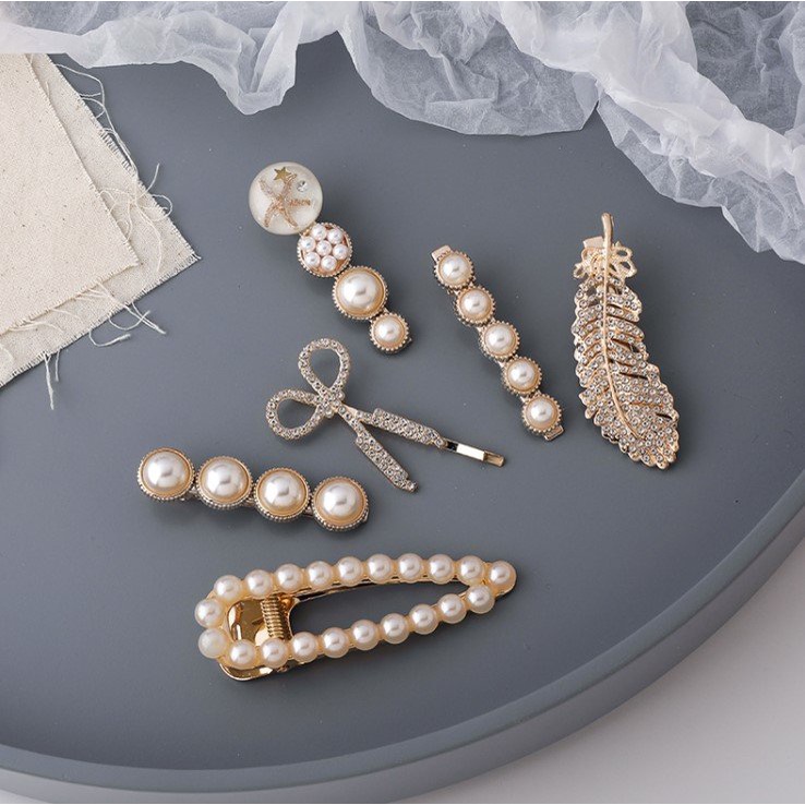 Set 6 Kẹp Tóc Ngọc Trai Siêu Sang Chảnh - Ngọc Trai Nhân Tạo