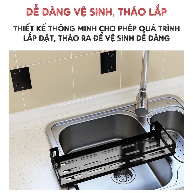 Kệ Thép Chữ Nhật Đơn Dán Tường Đựng Gia Vị - Đồ Nhà Tắm Tiện Lợi TABIHOME Mới 2021