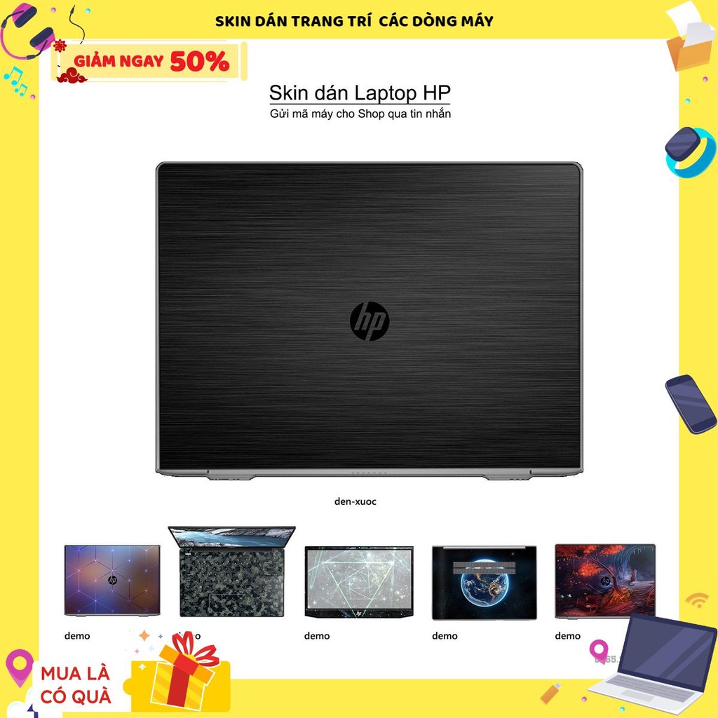 Skin dán Laptop HP dán màu đen xước (inbox mã máy cho Shop)