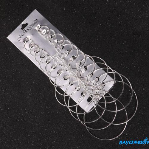 Bộ 12 đôi khuyên tai tròn thời trang độc đáo