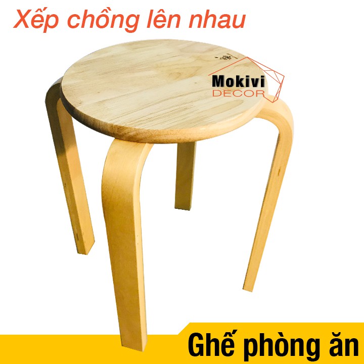 Ghế gỗ mặt tròn chân dẹp (Tự Nhiên)