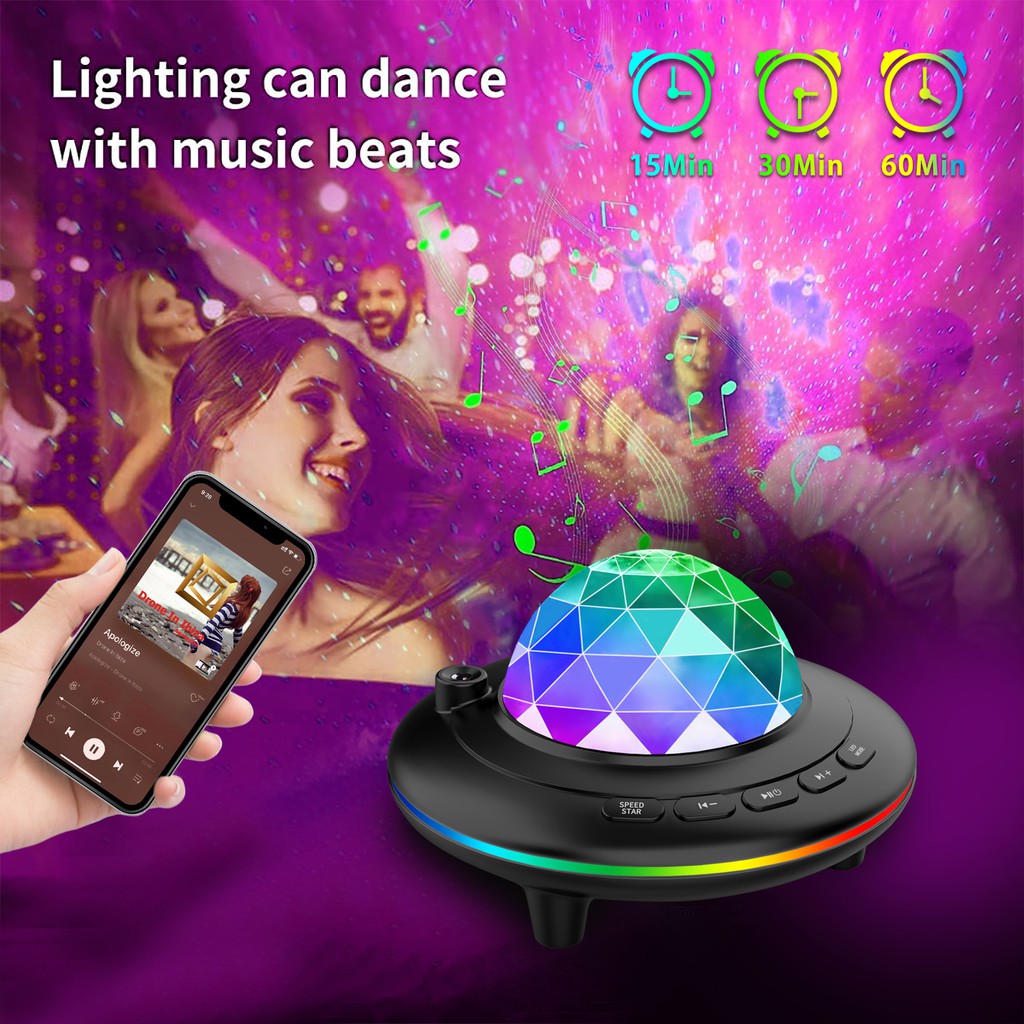Đèn LED chiếu hình sao 20 màu sắc kết hợp kết hợp bluetooth điều khiển từ xa